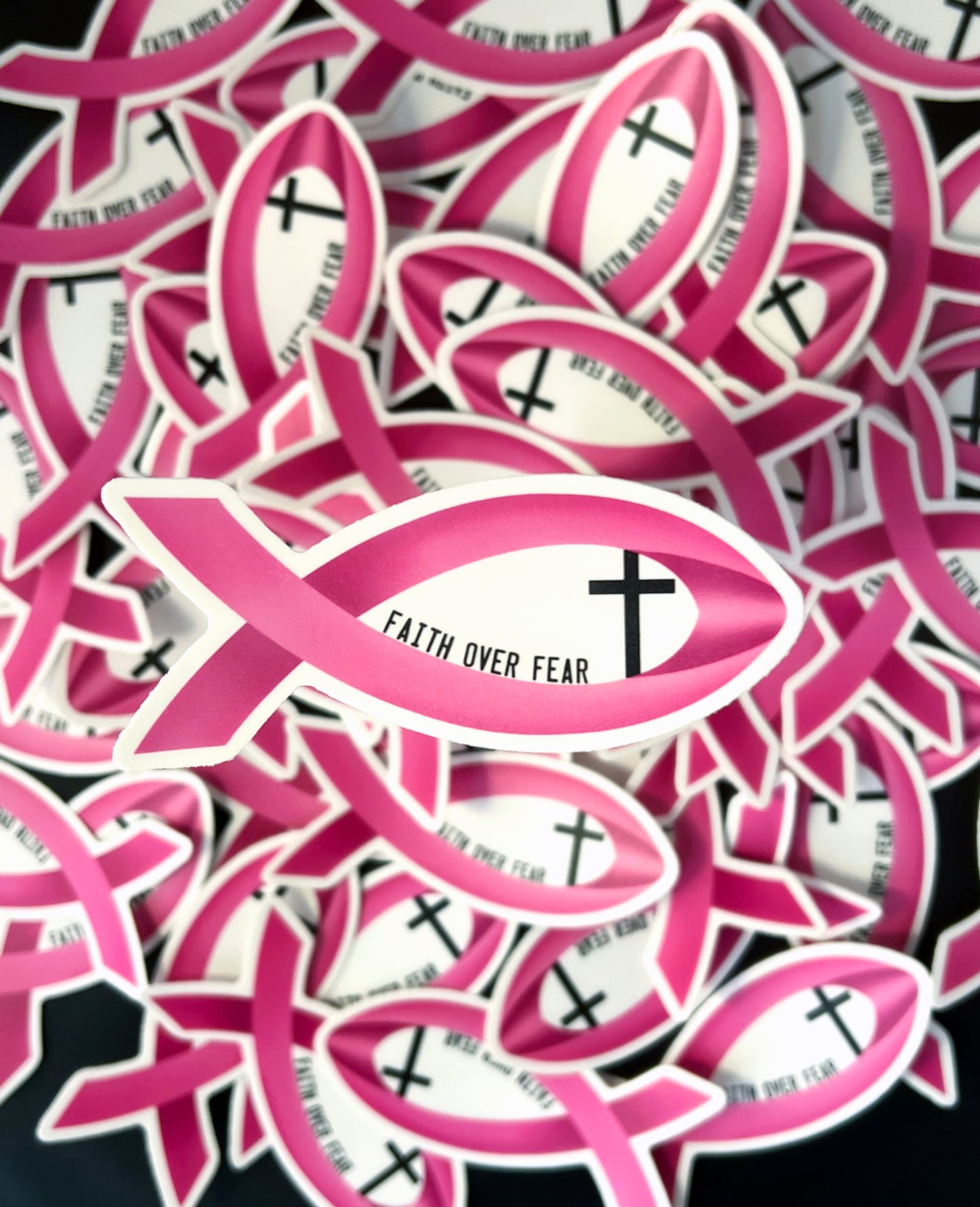 Breast Cancer Ribbon Jesus Fish