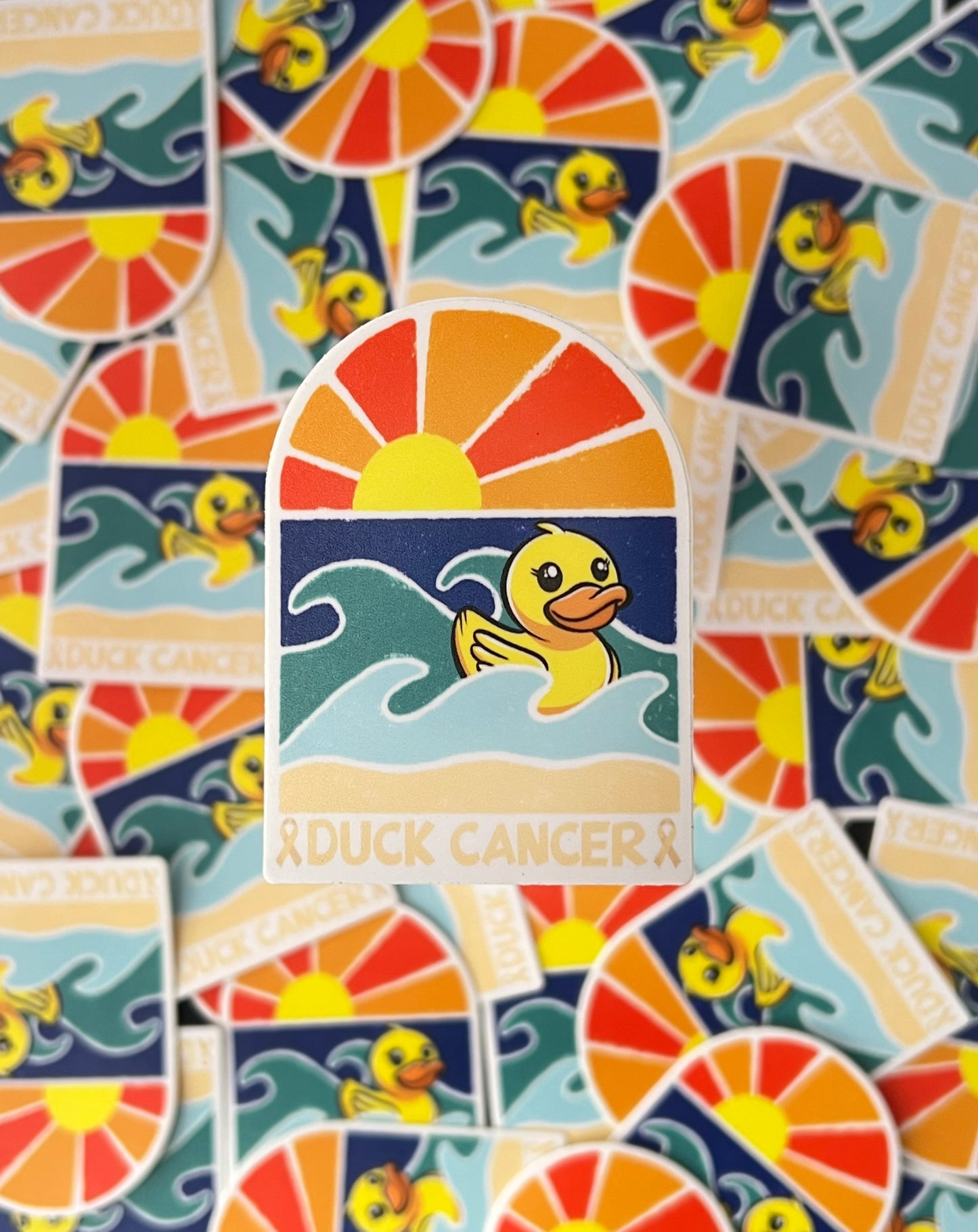 Duck Cancer Ocean Sunset Sticker