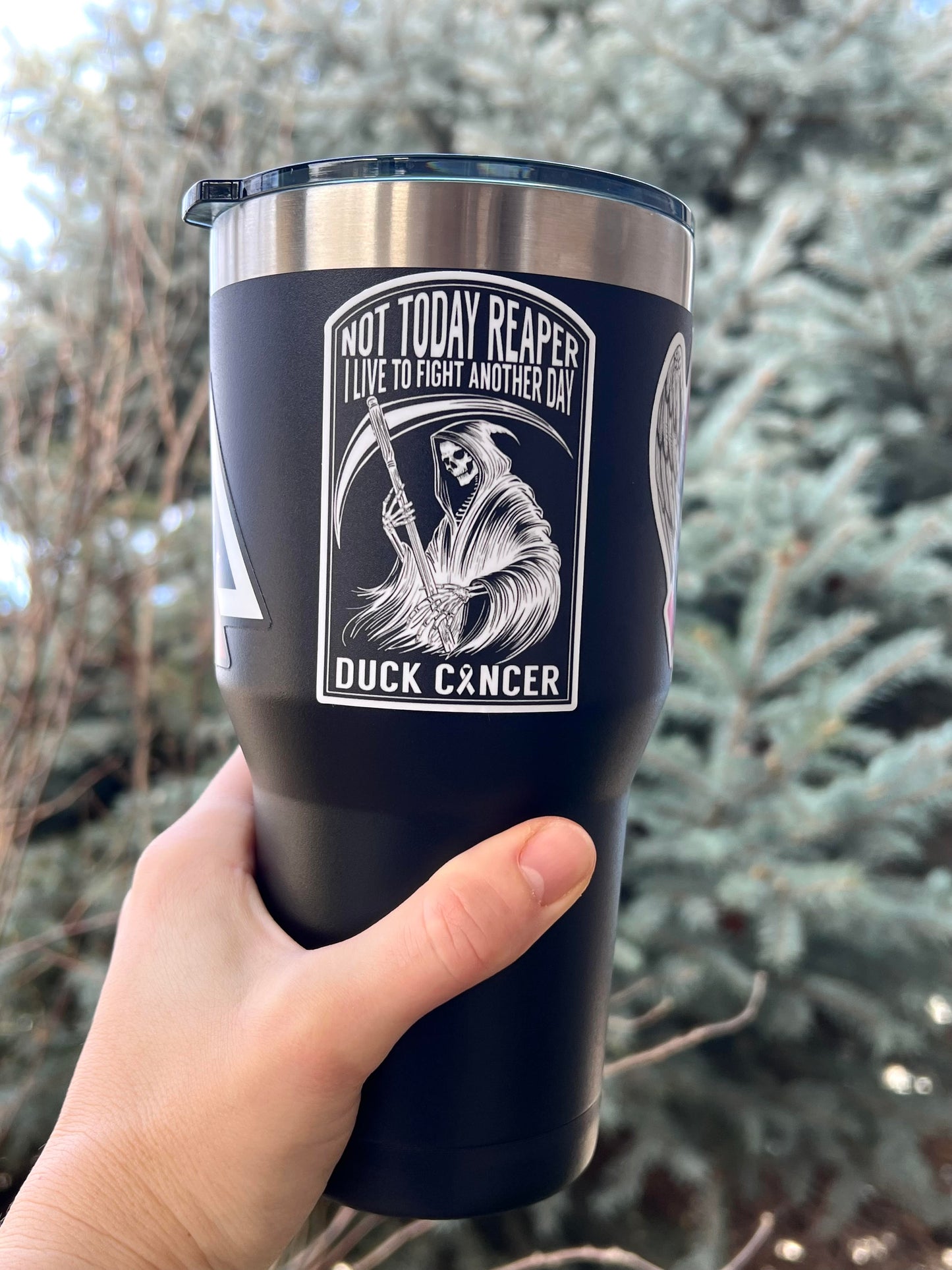 Duck Cancer Reaper Sticker