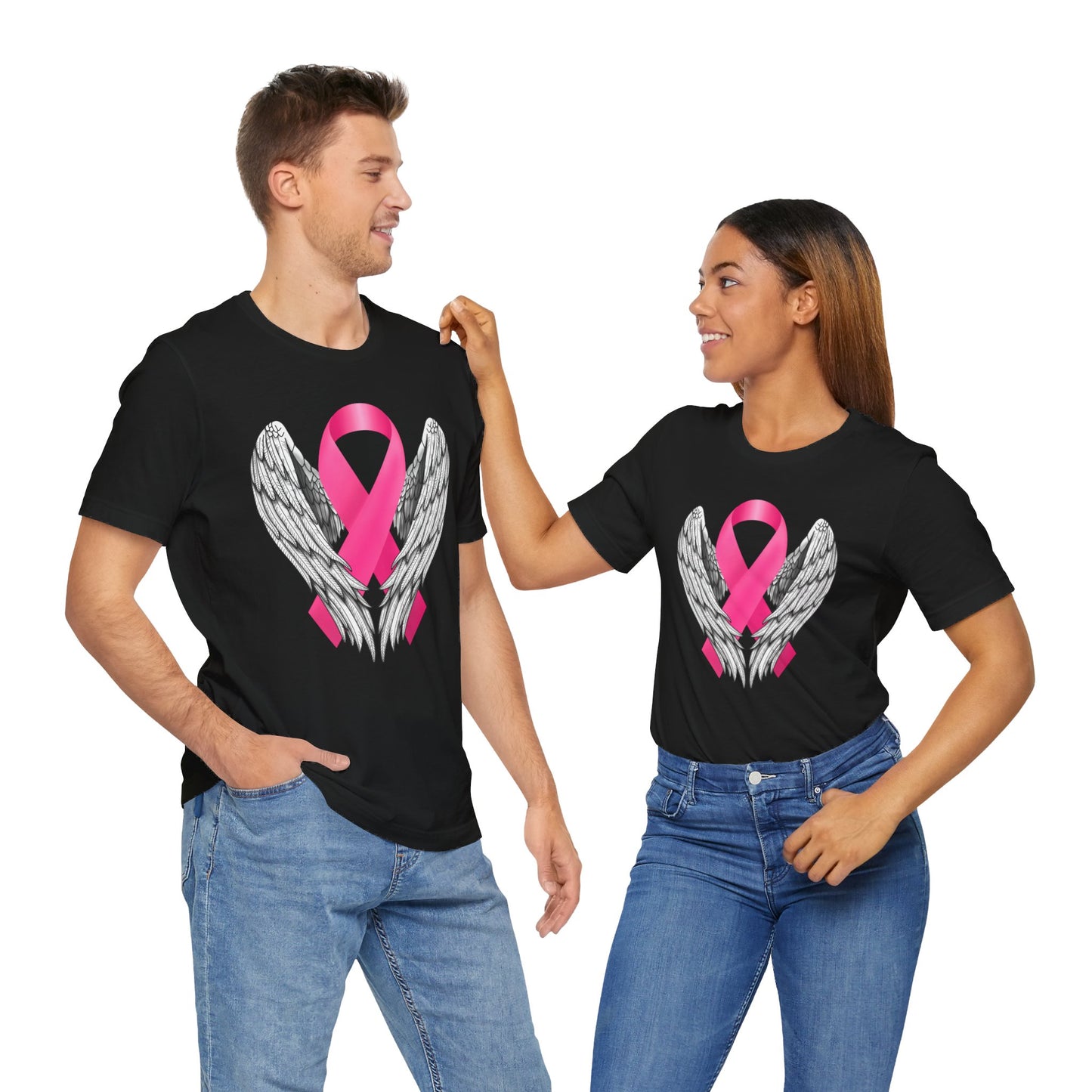 Ribbon with wings, Breast Cancer T-Shirt, Unisex