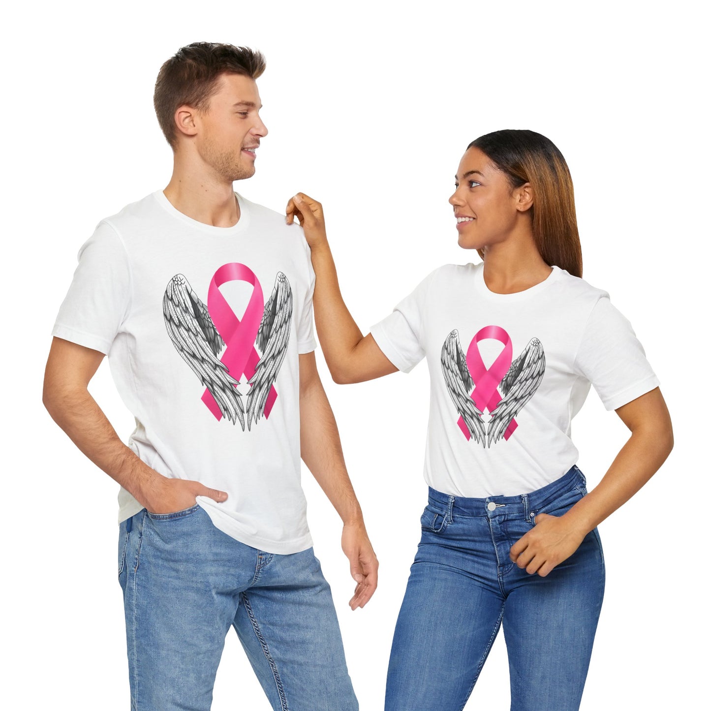 Ribbon with wings, Breast Cancer T-Shirt, Unisex