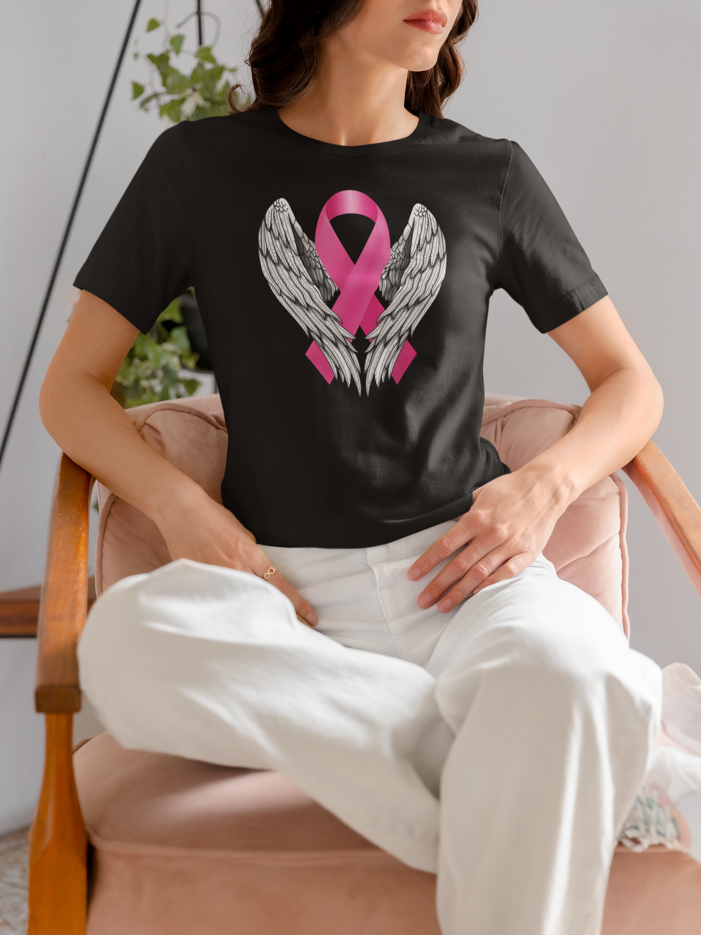 Ribbon with wings, Breast Cancer T-Shirt, Unisex